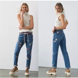 Pilcro and the‎ Letterpress Slim Boyfriend Quilted Patchwork Jeans